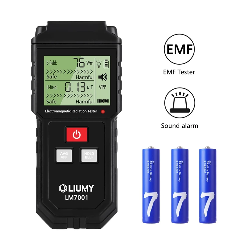 LIUMY Ручной цифровой ЖК-дисплей EMF метр электромагнитного излучения тестер электрического поля дозиметр магнитного поля детектор и батарея - Цвет: with batteries