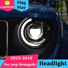 Автомобильный Стайлинг фар для Jeep Renegade- светодиодные фары DRL ходовые огни биксеноновый луч ангельские глазки Авто фара