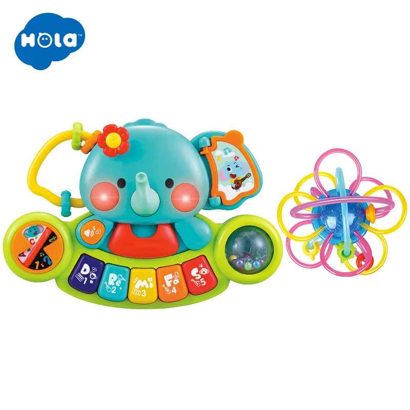 

HOLA 3135&1106 Multifunctional Electronic Organ With Animal Sound Light Songs And Baby Fitness Toys Hand Bell Baby Ball