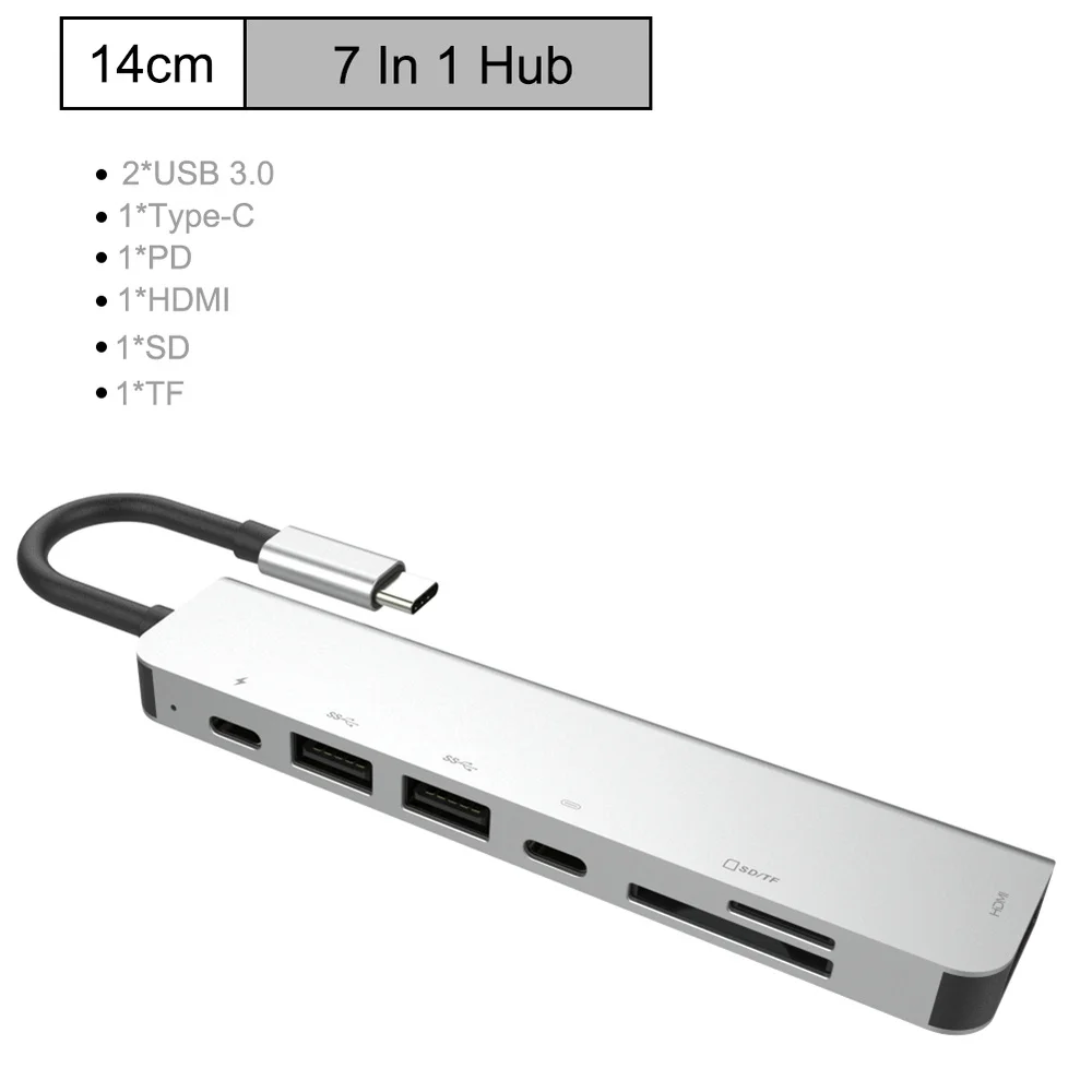 USB C концентратор USB C адаптер концентратор для RJ45 Ethernet HDMI концентратор данных/PD Зарядка 3 USB 3,0 SD/TF кард-ридер/3,5 мм аудио
