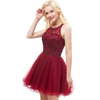 

BGW HT421 Halter A Line Mini Tulle Cocktail Dresses Sleeveless Backless Four Colors Robes Cocktail Femme Enceinte 2020