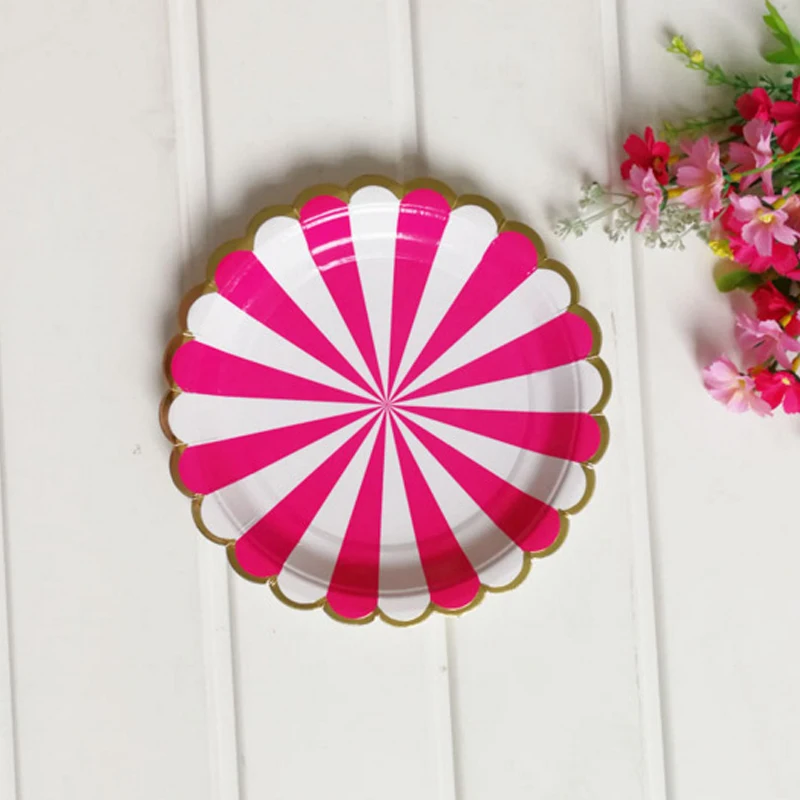 8 шт. 7 дюймовые одноразовые тарелки столовые приборы бумажные поднос украшение