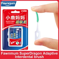 Fawnmum-Juego de brochas interdentales de silicona, 20 unidades, supersuaves, verdes, para dientes, aparatos dentales, mondadientes de seda