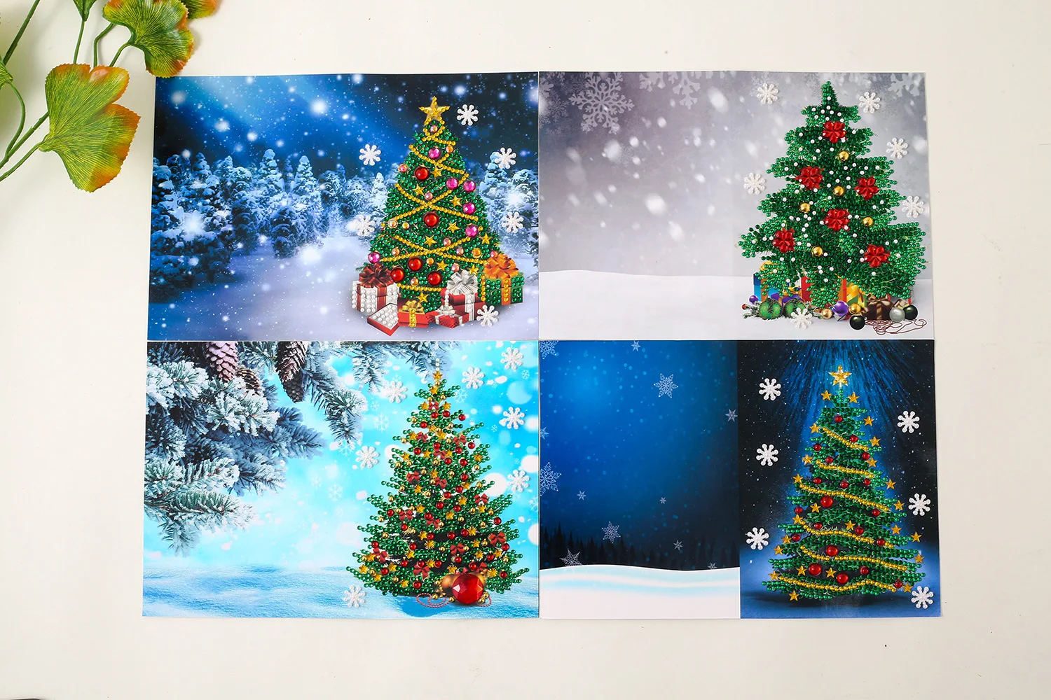 5D DIY Snow Christmas Tree Diamond Painting Invitation Cards Special Diamond Christmas Tree Greeting Postcards supplies