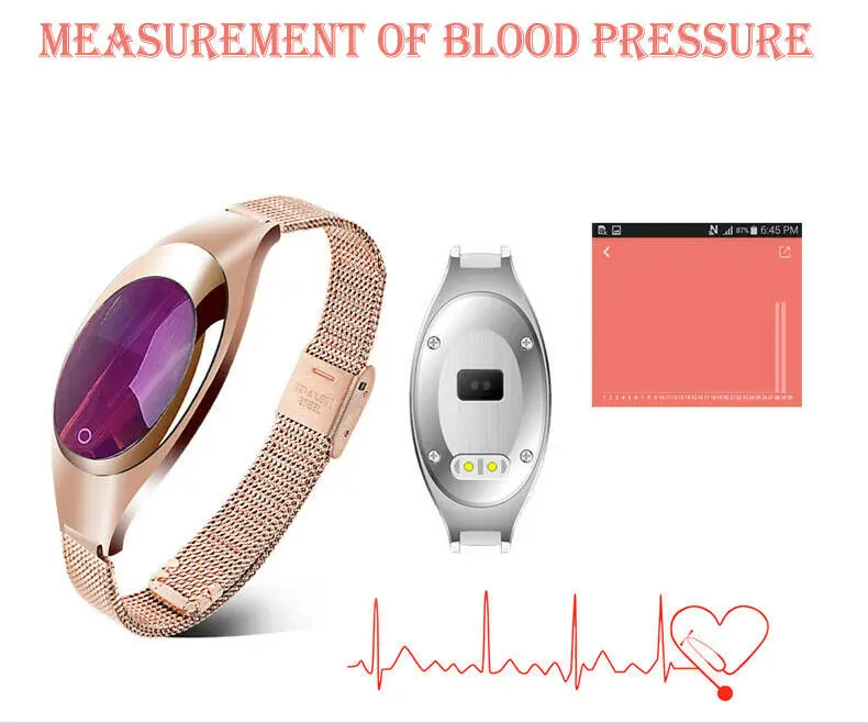 Bluetooth 5.0 Z18 Smart Female Bracelet Supreme Bangles Waterproof Photo Timing