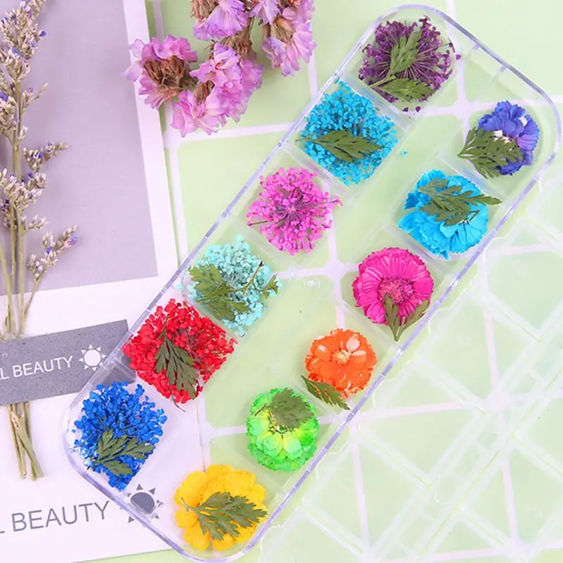 

12 Pcs/box Dried Flowers Epoxy Sheet UV Decoration Resin Silicone Mold DIY Jewelry Filler Beauty Nail Accessory