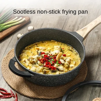 

Modern simple non stick pot oil fume free pan composite multilayer bottom cast iron skillet fast heat conduction easy to clean