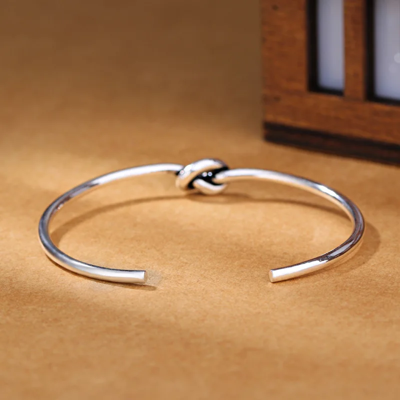 XIYANIKE стерлингового серебра 925 пробы винтажные простые браслеты с узлом для открытия для женщин регулируемые модные свадебные украшения