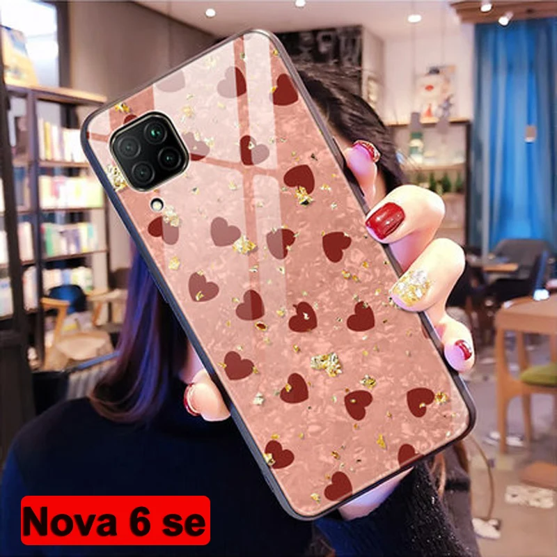 Для huawei Nova 6 SE чехол Nova6se закаленное стекло+ ТПУ силиконовая рамка жесткая задняя крышка для huawei Nova6 SE Nova 6 6SE стеклянный чехол - Цвет: Nova 6 se
