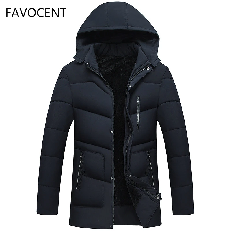 FAVOCENT Good Quality Men Jacket Super Warm Thick Mens Winter Parkas Long Coats with Hood for Leisure Men Parka Plus Size 5XL