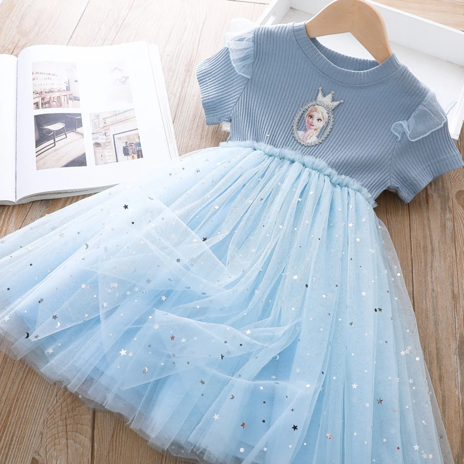 Disney Girl Dress Summer Baby Kid Clothes Princess Frozen Elsa Snow Queen Cosplay Costume Party Birthday Children Clothing |