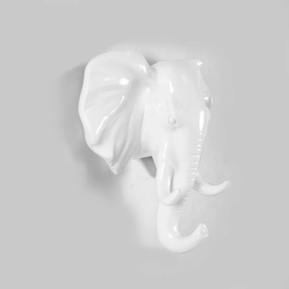 

Wall Mount Animal Head Hook Resin Rack Hanger Holder Home Room Decor Gold White