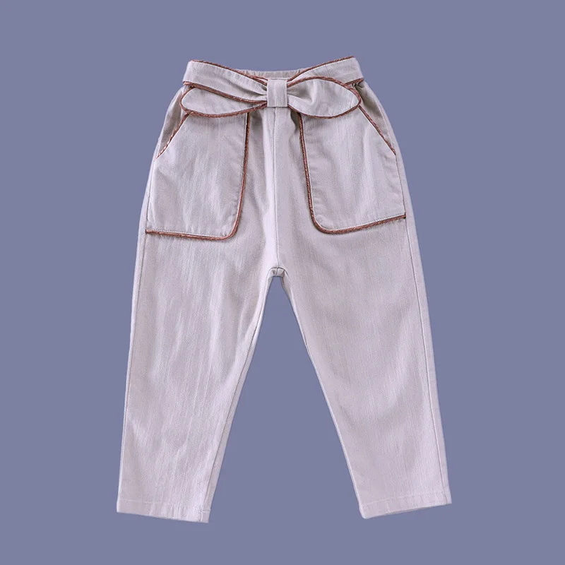 Girls new cotton casual woven pants net red tight pants fashion pants girls trend Korean version of wild