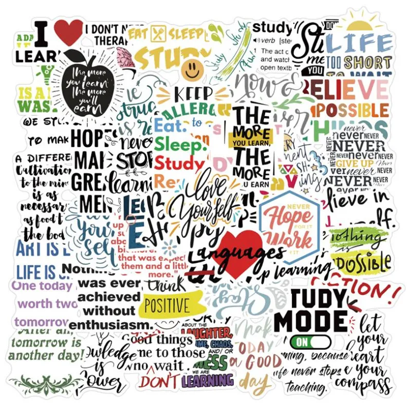 

10/30/50PCS inspirational English slogan graffiti suitcase mobile phone waterproof cartoon stickers children's toys wholesale