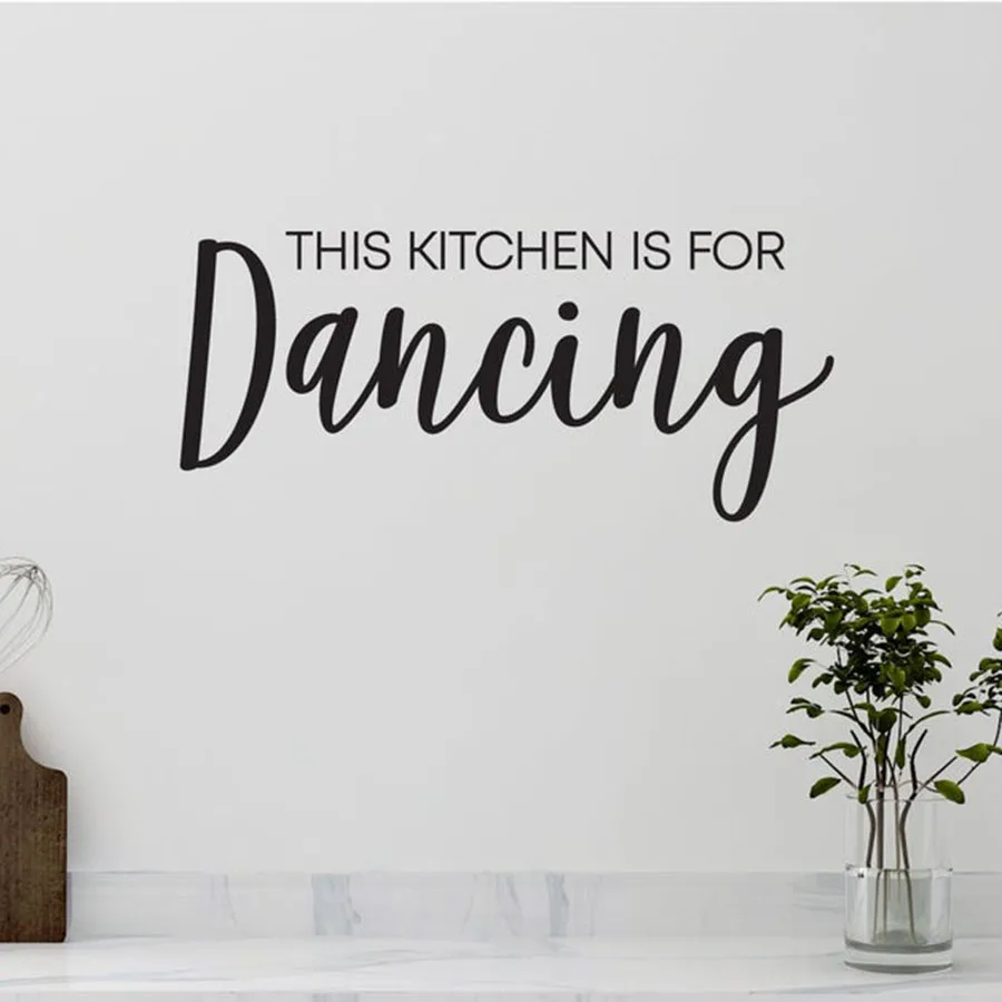 

WJWY This Kitchen Is For Dancing Wall Sticker Fun Kitchen Sign Lettering Home Decoration Waterproof Removable Wall Art Mural