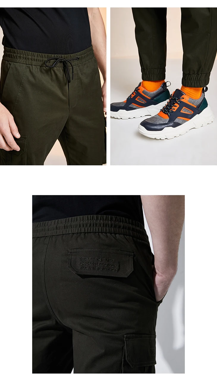 Мужские эластичные брюки с несколькими карманами и вышивкой на лодыжке S | 419414563