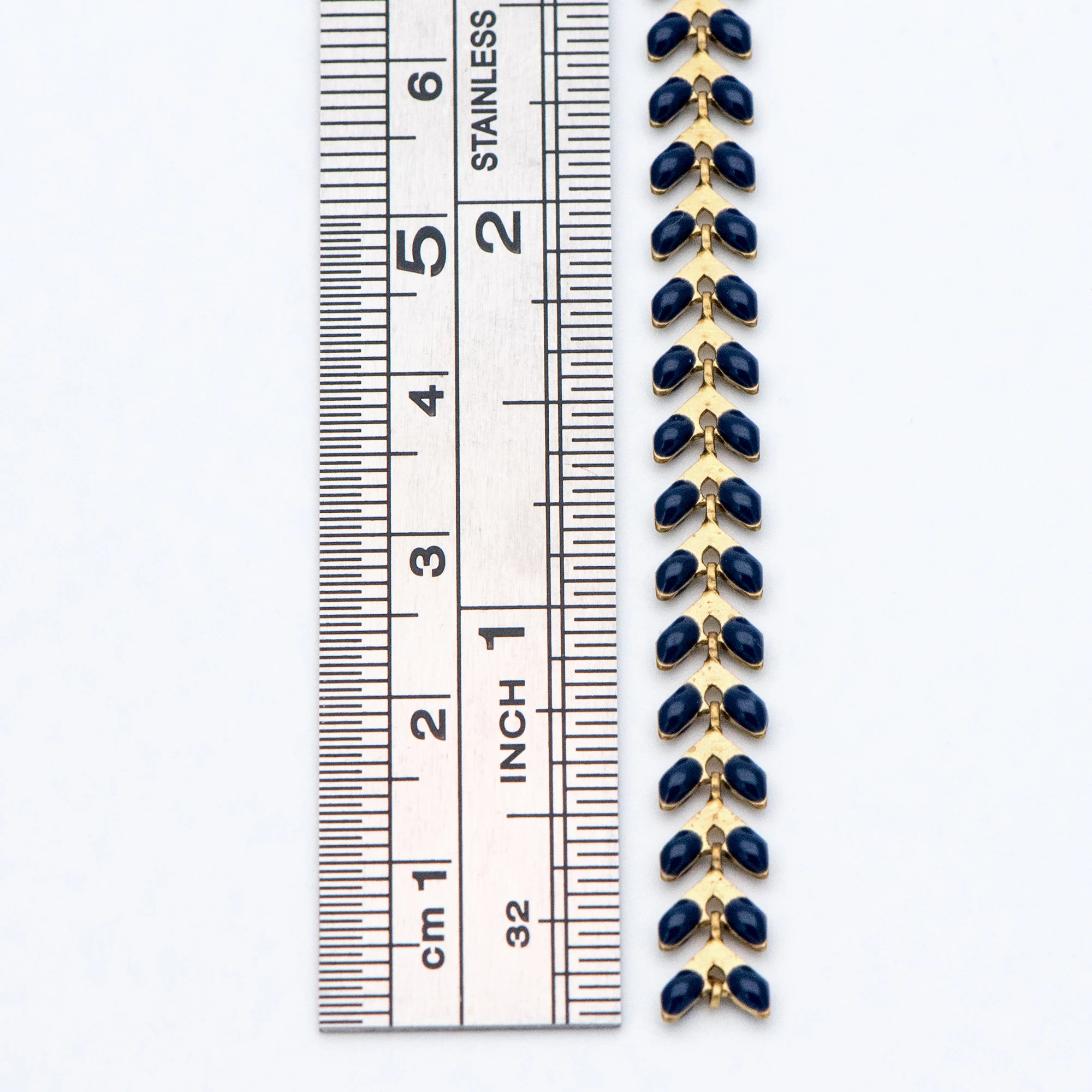 Темно-синяя эмаль латунная цепочка с стрелкой 6 мм, плоская цепочка шеврона, елочка рыбья кость дизайнерская цепочка(# LK-048-17)/1 метр = 3,3 фута