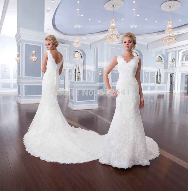 

2019 Charming Backless Wedding Dresses Mermaid Trumpet V Neck Applique Sweep Train Bridal Gowns yk1A273