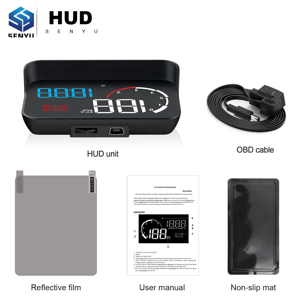 

HUD Display Head Up Display M10 Car GPS HUD M10 OBD OBD2 Diagnostic Tool Projector Digital Speedometer Car Speed Security Alarm