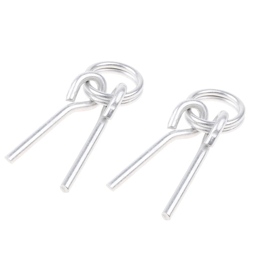 2Pcs 65mm Tent Pole Rings end Connectors with 2 Pins, Awning Repair Kit - Aluminum Alloy, Silver