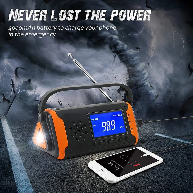 NOAA Weather Crank Solar Powered Portable Radio