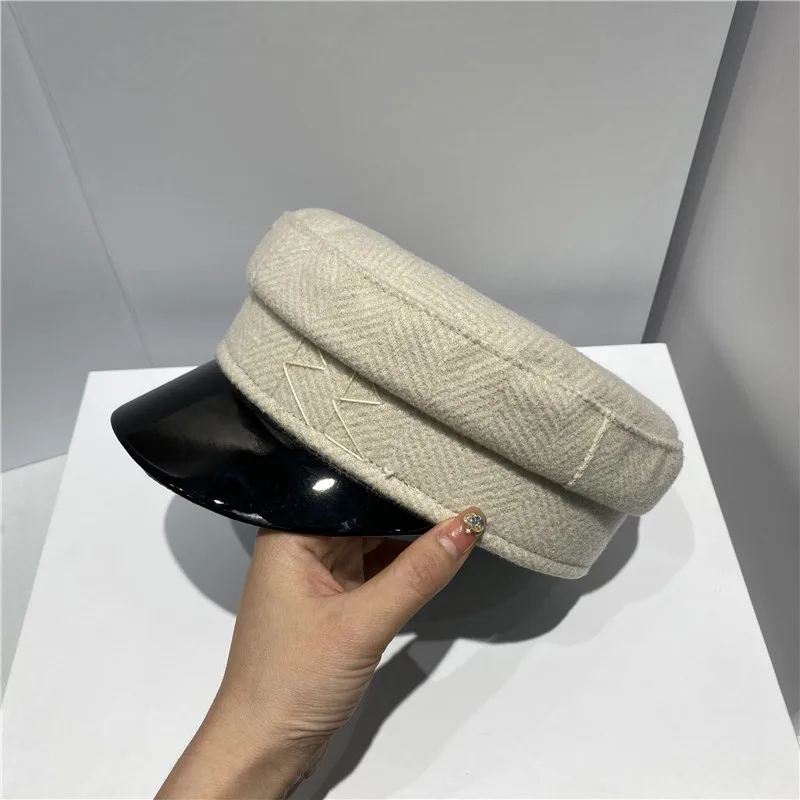 Autumn Winter Caps Monogram-embroidered Baker Boy Cap Women Newsboy Caps