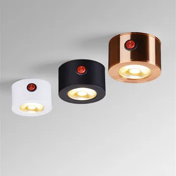

Battery- Powered 5W LED Downlight Light surface mount COB Ceiling Spot Lamp with On/Off For cabinets, wardrobes, display cases