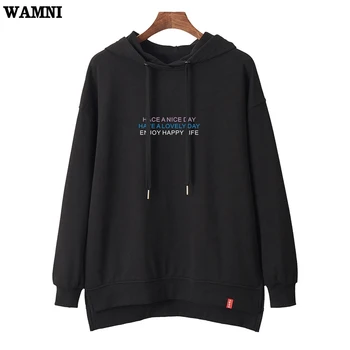 

WAMNI Hoodie Sweatshirt Streetwear Kawaii Animal Women Black White Letter Hoodies Sweatshirt Harajuku 2019 New arrival Pullovers