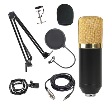 

Professional Condenser 3.5mm BM800 Studio Microphone Vocal Recording Karaoke Microphone Set For Radio Braodcasting Mic stand