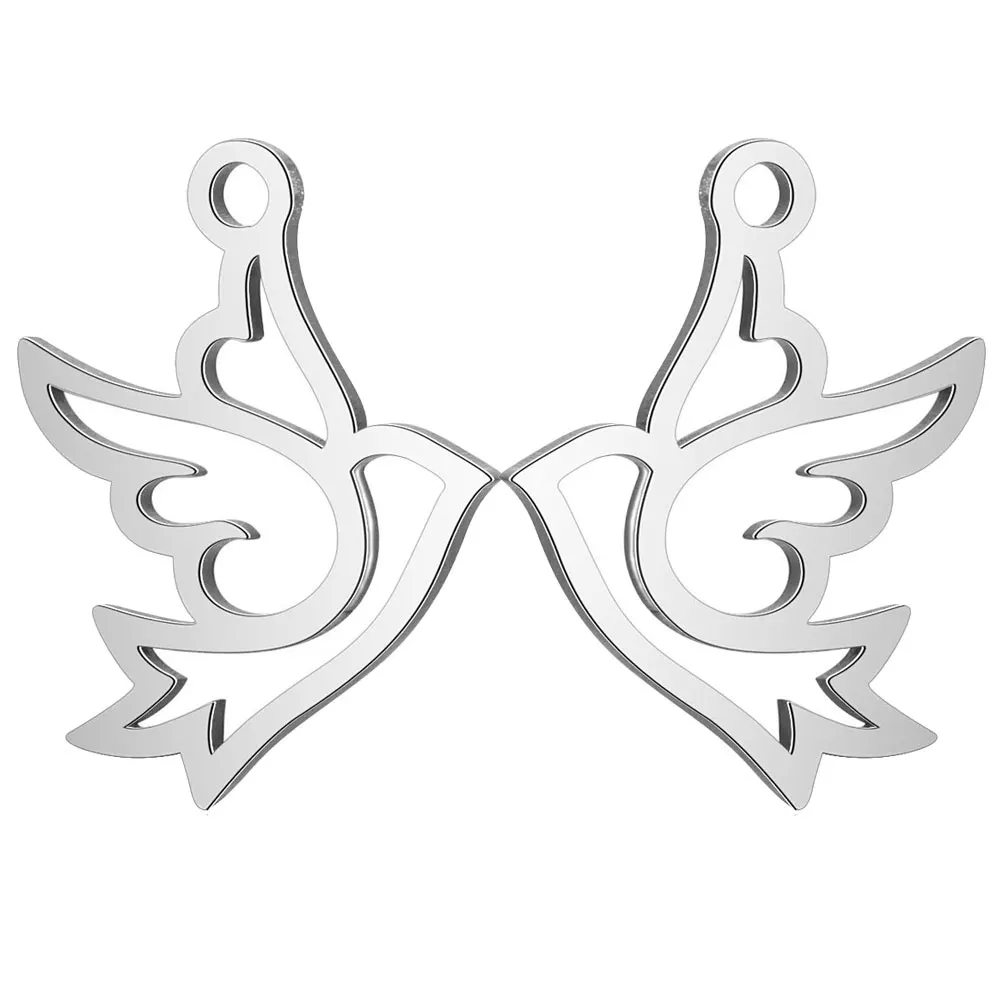 

20Pcs/Lot 18*13mm Stainless Steel Hollow Bird Charms Mirror Polish Charms For DIY Making Necklace Key Chain Bracelets Christmas