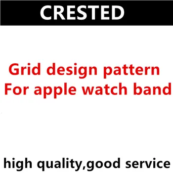 

CRESTED Genuine leather strap for apple watch band with grid design pattern