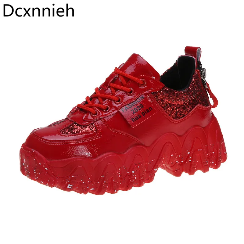 

New Women Chunky Sneakers Fashion Platform Sneakers Ladies Brand Wedges Casual Shoes For Woman Leather Sports Dad Shoes Mujer
