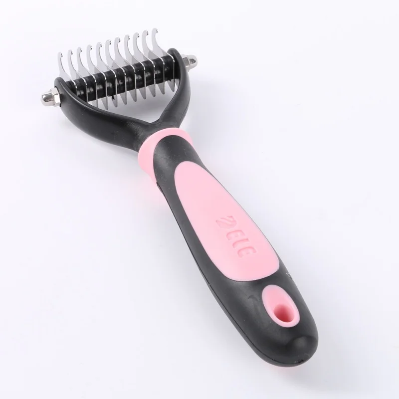 Розовый Собака кошка мех Dematting Уход за шерстью Deshedding Триммер Инструмент Расческа Щетка 11 лезвие PL1 1 - Цвет: Розовый