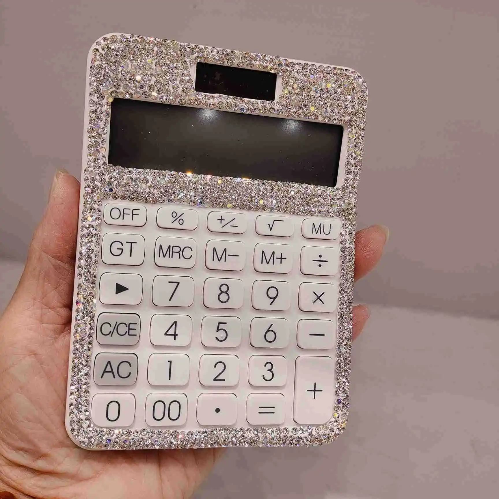 Sparkling Caculator Cute Inlay Rhinestones Scientific Calculator Small Business Supplies White Calculadoras Gifts for Friends