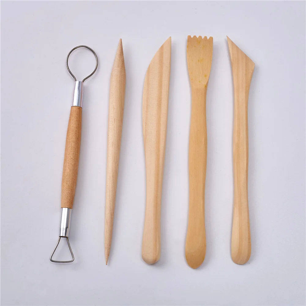 

6 Inch Pottery Polymer Clay Tools Wire Loop Trimming Sculpture Tools Wooden Carving Tools