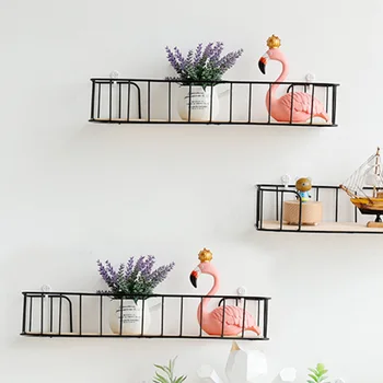 

Decorative Iron Wooden Storage Rack Wall Shelves Garage Kit Storage Rack Room Decoration Stack Ornaments Floating Shelves