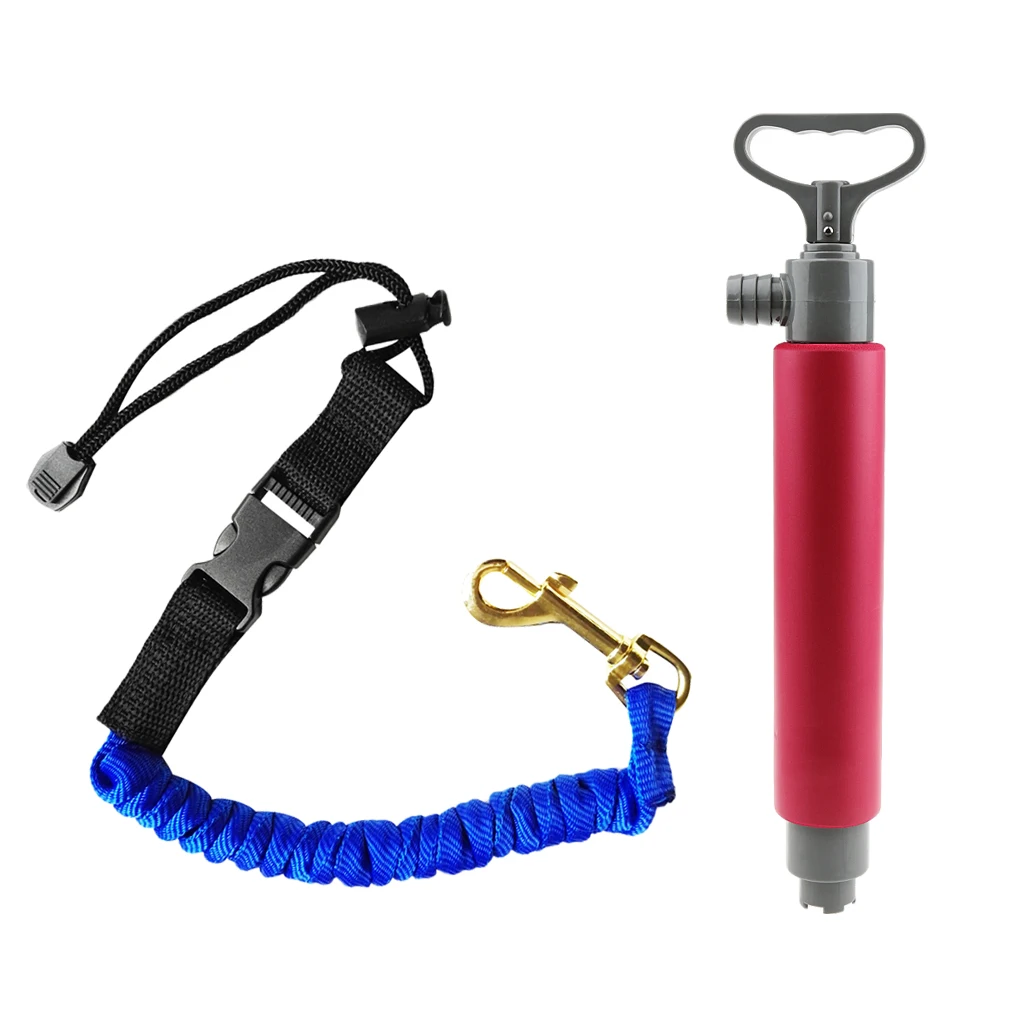 Kayak Bailing Hand Bilge Pump + Paddle Leash Coiled Lanyard With Snap Hook
