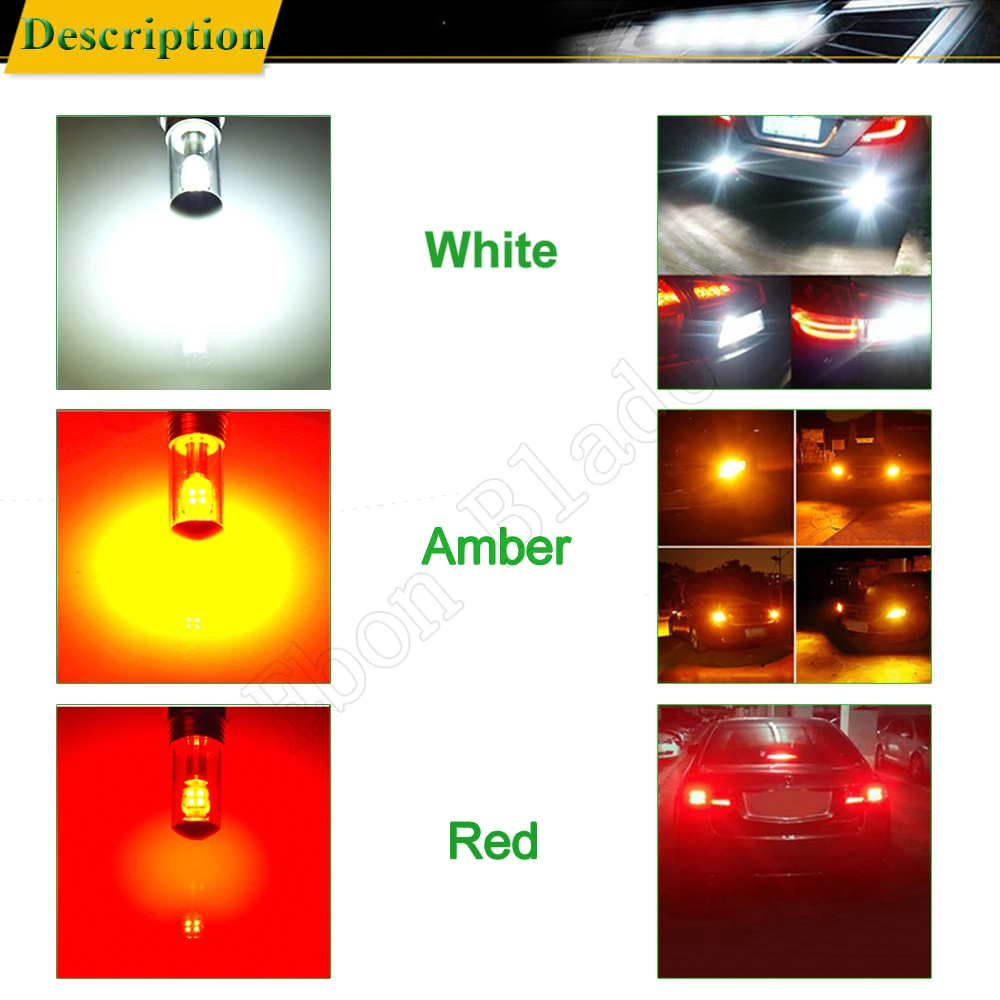 2x T20 автомобиля светодиодный лампы 7443 7440 W21W W21/5 Вт Авто дневные ходовые огни, указатель поворота с резервным копированием Стояночная тормозная система обратного светильник янтарь белый красный лампы 12V