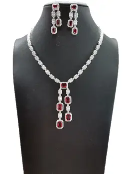 

Accking Luxury 2pcs Jewelry Sets water drop For Women Cubic Zircon Wedding Bridal Jewelry Sets AFRICAN