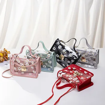 

GGYVDA Korean version of the single shoulder jelly child and mother small square bag 2020 new ladies messenger transparent bag