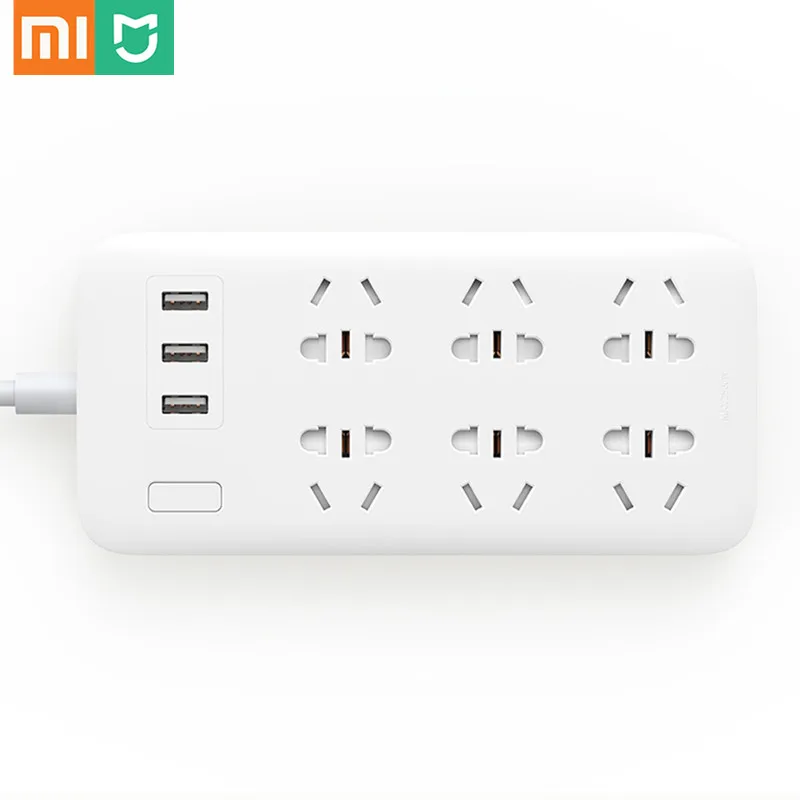 Новая Оригинальная силовая полоса Xiaomi Mijia базовая версия 6 розеток С 3 5 в 2 1 А