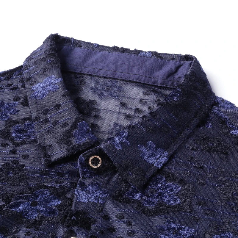 Гавайская рубашка, мужские вечерние рубашки на пуговицах, Chemise Homme, осенние мужские синие рубашки с цветочным принтом, деловые офисные