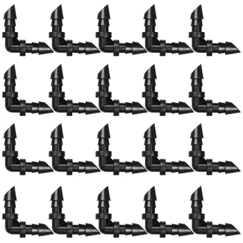 

150 Pieces of Barbed Elbow 1/4 Inch Barbed Connector 90 Degree 2-Way Connector Accessory for Drip Irrigation Pipe