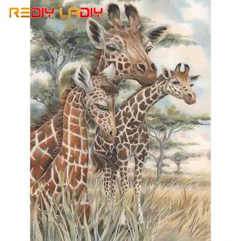 

DIY 5D Diamond Painting Giraffe Family Full Square/Round Drill Diamond Embroidery Beaded Cross Stitch Picture of Rhinestones Art