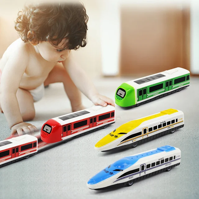 4PCS Train Model Toys Random Color Pull Back Children Dolls Kids Plastic High-Speed Rail Trains Educational Toy Puzzle Gifts 6
