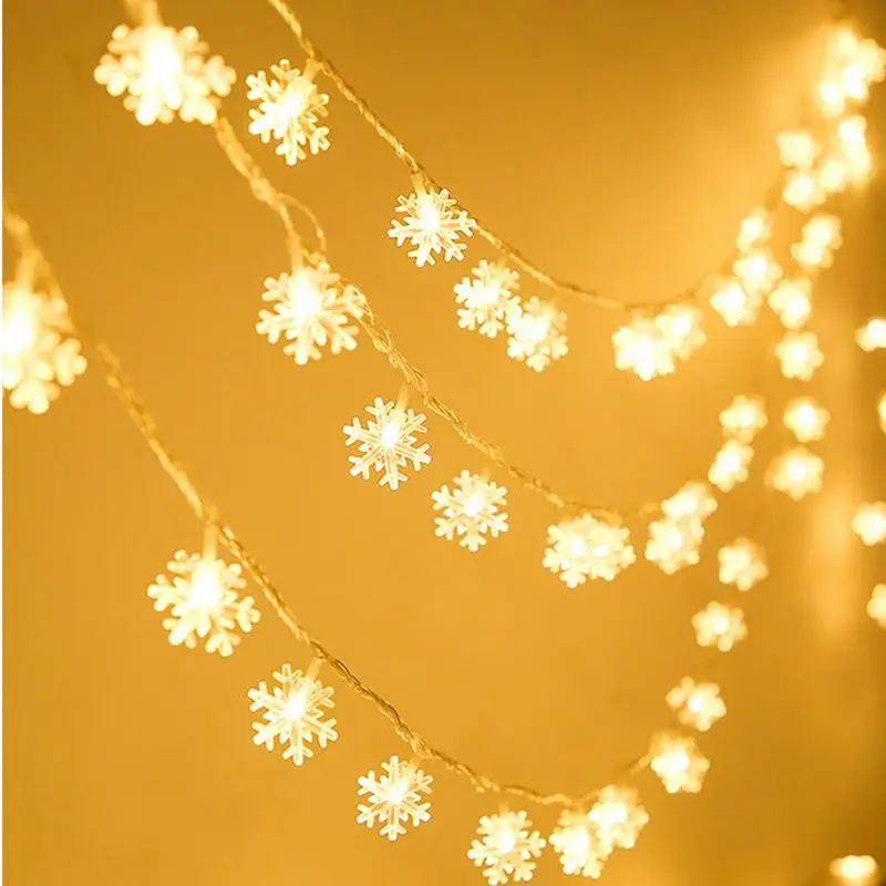 Christmas Snowflake Light Fairy String Led Lights Garland Hanging Ornaments for Merry Christmas New Year Decoration 1.5/3/6/10M