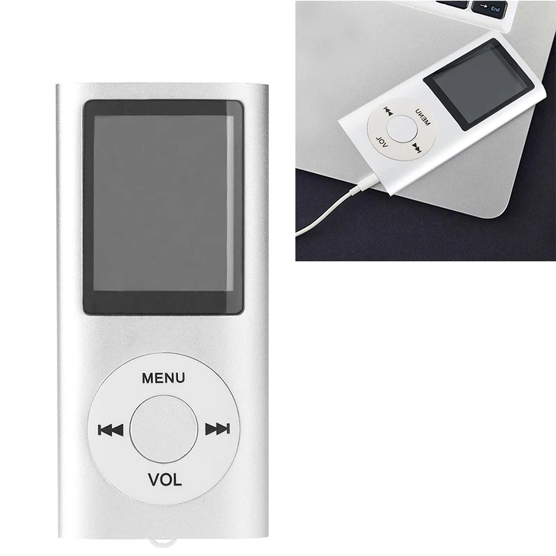 

LCD Screen Display Music Media Player MP4 with FM Radio Silver Grey