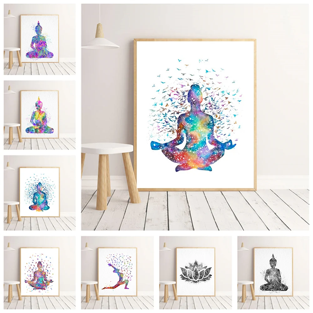 

Meditation Canvas Painting Abstract Buddha Yoga Art Motivational Quote Poster Buddhism Prints Poster For Living Room Home Decor