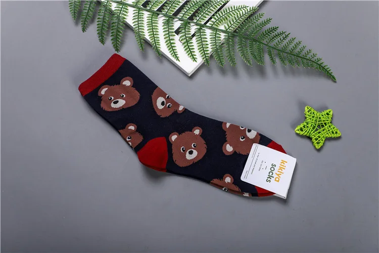 Животное панда из мультфильма носки с принтом медведь милые забавные женские хлопковые носки осень зима модные повседневные спортивные корейские дышащие calze