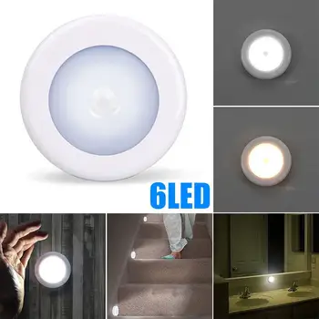 

LED Night Lights Induction Light 6LED PIR Sensor Emergency Camping Automatic Battery Power Creative Portable Night Light Closet